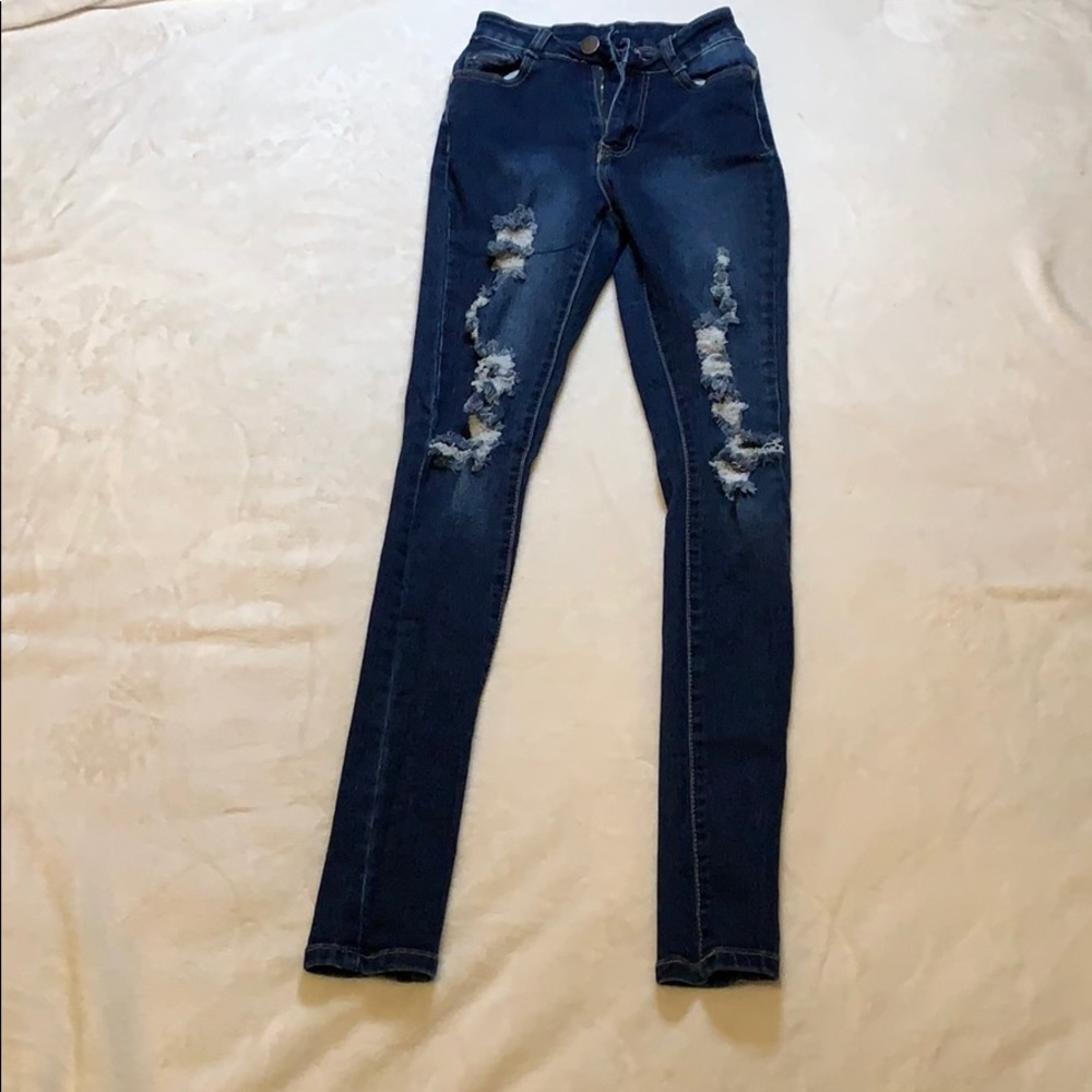 Distressed Dark Jeans